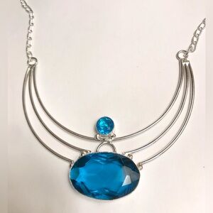 Blue Topaz Stamped 925 Sterling Silver Necklace